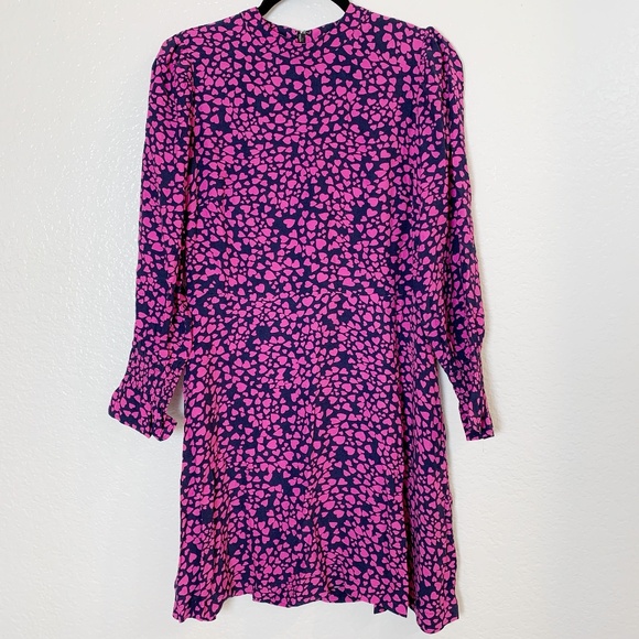 LOFT Dresses & Skirts - Loft Heart Print Dress Womens 10 PETITE NWT Blue Pink Long Sleeve Valentines